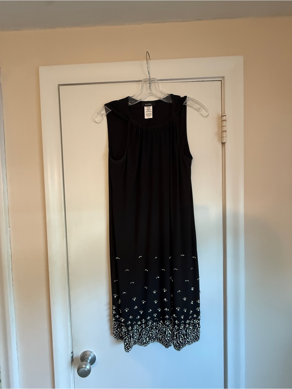 MSK Black Sleeveless Midi Dress with Beaded Hem